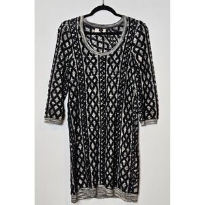 Moth Anthropologie Knit Wool Blend Sweater‎ Dress Black Gray Patterned Womens S